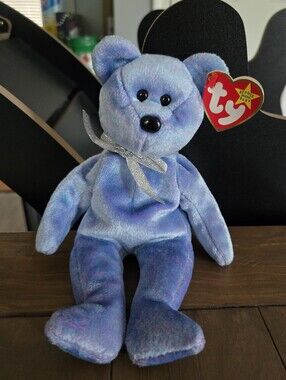 Vintage Ty Beanie Baby Clubby II Plush Bear Blue And Violet 1999 New